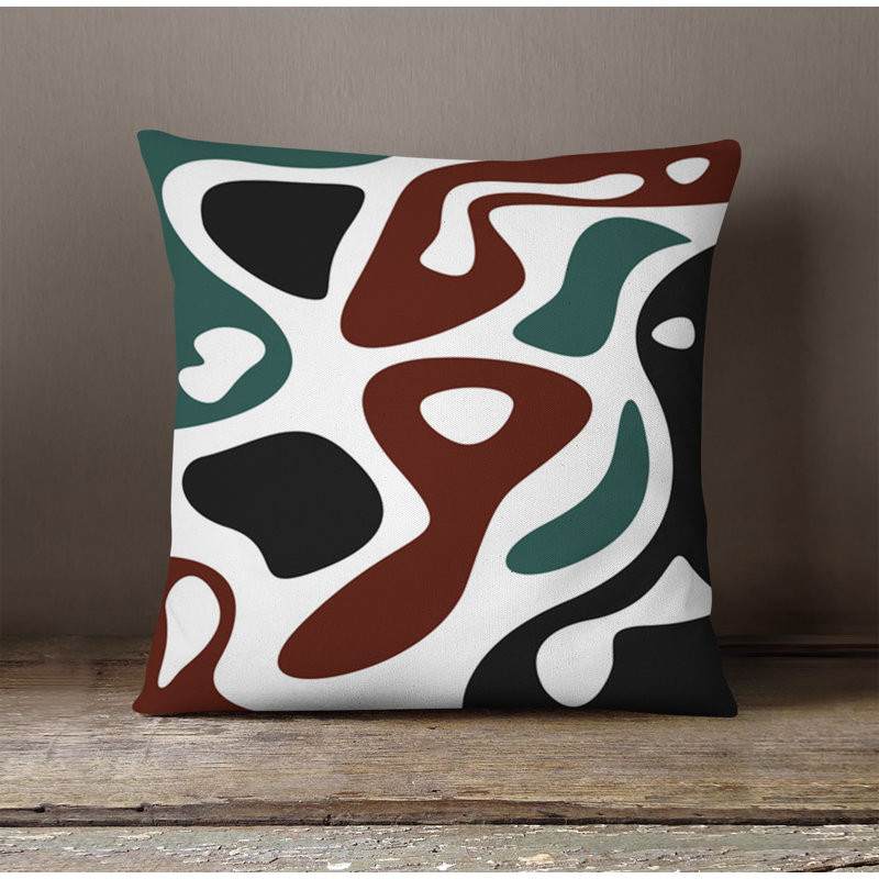Throw Pillow With Insert, White/Green/Red Abstract 2, 18"H x 18"W