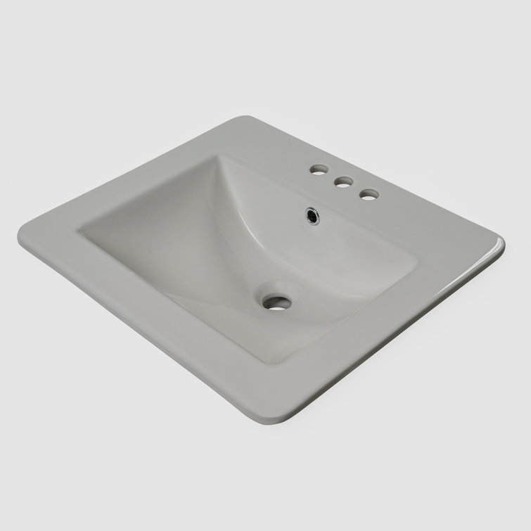 White 21" X 18" Rectangle Porcelain Overmount Vanity Sink