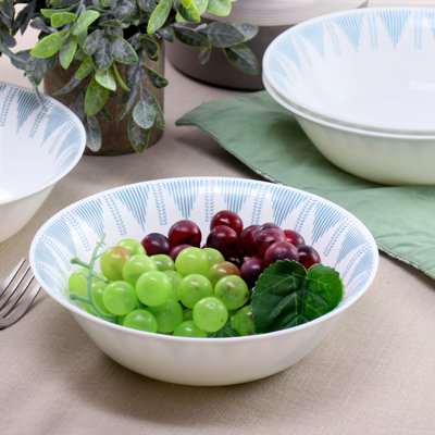 Ultra by Gibson 4 Piece 7.5 Inch Round Tempered Opal Glass Bowl Set in Blue