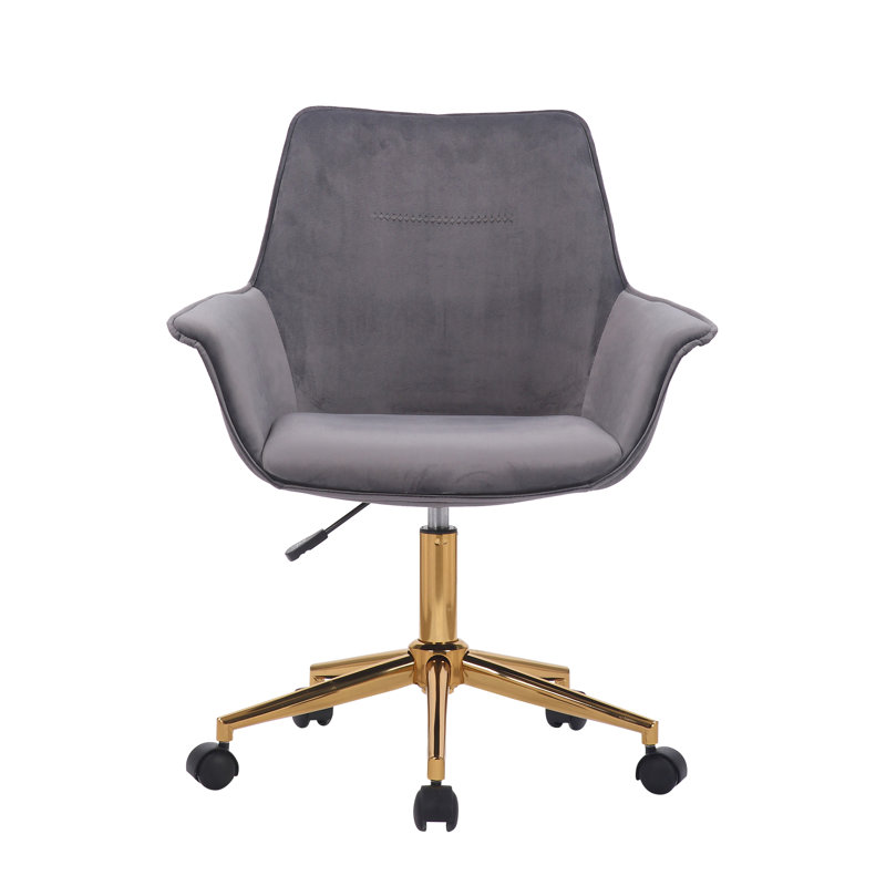 Chaise de travail en velours Garrow, gris