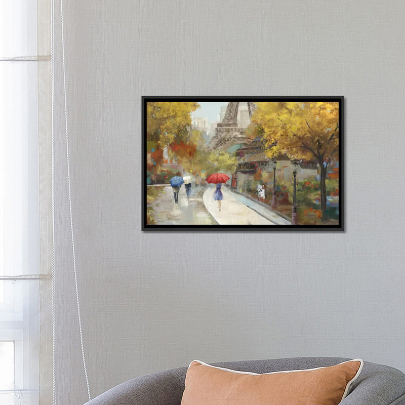 « amant de marche », reproduction sur toile, H 18 po x l 26 po x P 1,5 po, Toile avec cadre noir, Pas de tapis