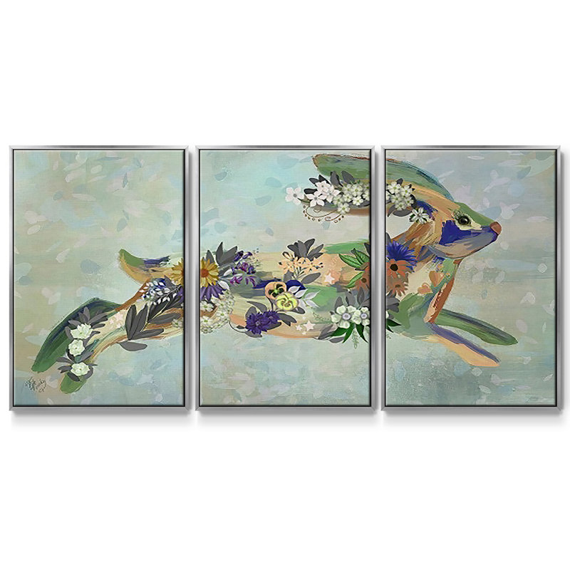 Fantastic Florals Hare, 3 pièces, H 24 po x l 48 po x P 2 po, Argent