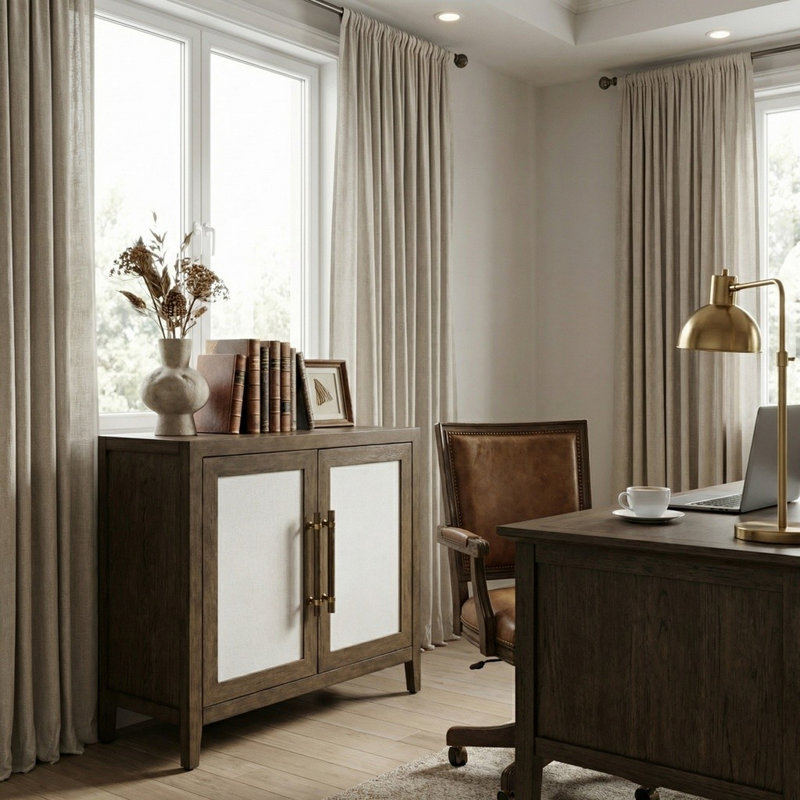 Katherine 39" Deep Brown 2-Door Rattan Media Cabinet