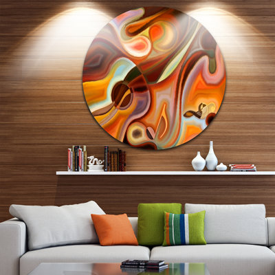 «Music Dreams», impression ronde orange sur métal