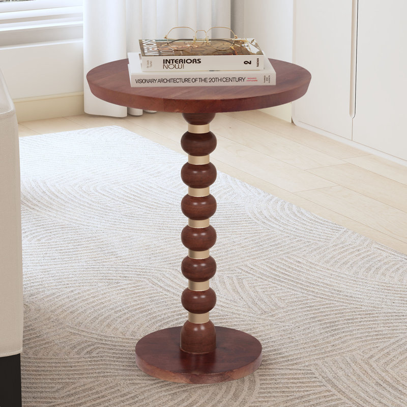 Iemie Mango Wood Spindle Round End Table