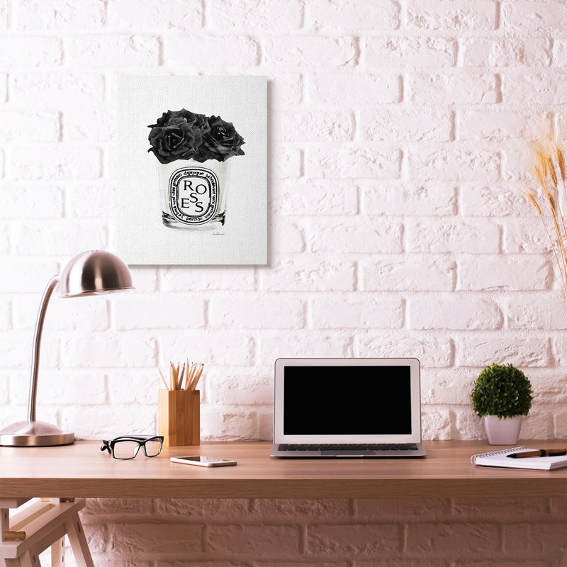 « mode stylisé rose fleur », art textuel noir, Toile tendue, H 48 po x l 36 po