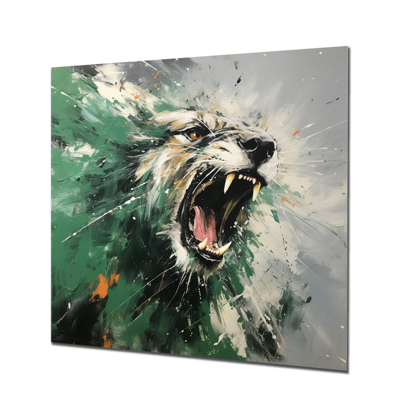 Décoration murale en forme de lion vert vert, H 36 po x l 36 po x P 1,5 po