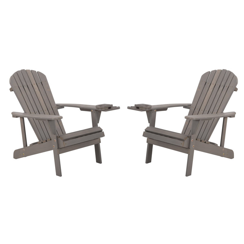 Chaise Adirondack en bois massif Colyn, Gris