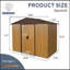 Remise de rangement extérieure en métal 8 pi x 4 pi avec porte coulissante et fondation pour cour, patio et pelouse-119458023