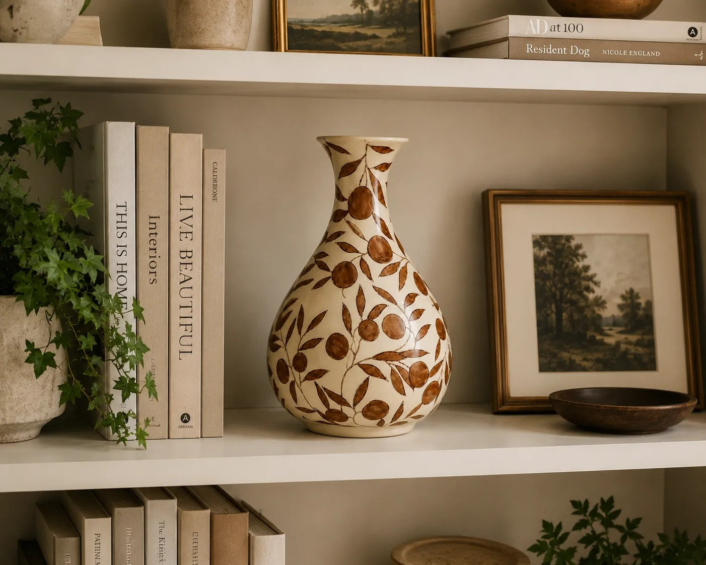 Olivia Sage Green Vase Large, Small, Golden Brown