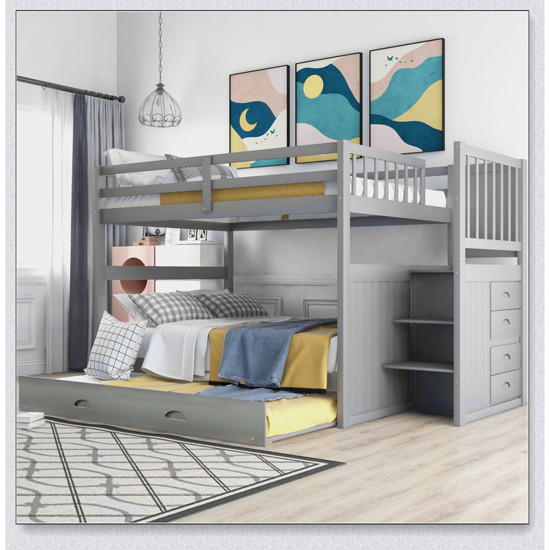 Full Over Full Bunk Bed With Twin Size Trundle