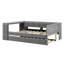 Lit plateforme tapissier avec tablettes de rangement, bureau, station de charge et lit gigogne-12812834