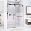 Porte de douche coulissante simple sans cadre de 50 à 54 po x 76 po H, verre trempé transparent de 5/16 po (8 mm), quincaillerie en acier inoxydable de qualité supérieure, noir mat-123985334