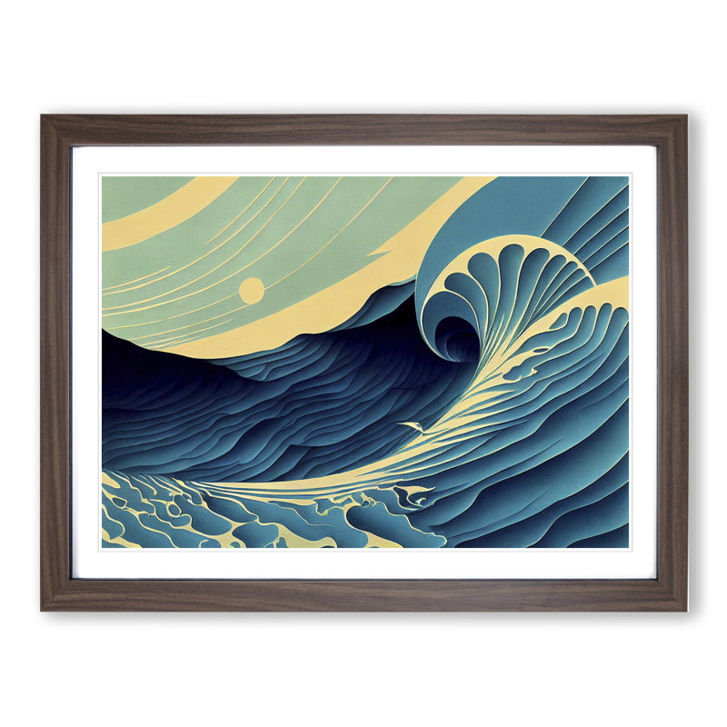 Art Deco Ocean Wave, Brown, 46cm H x 64cm W