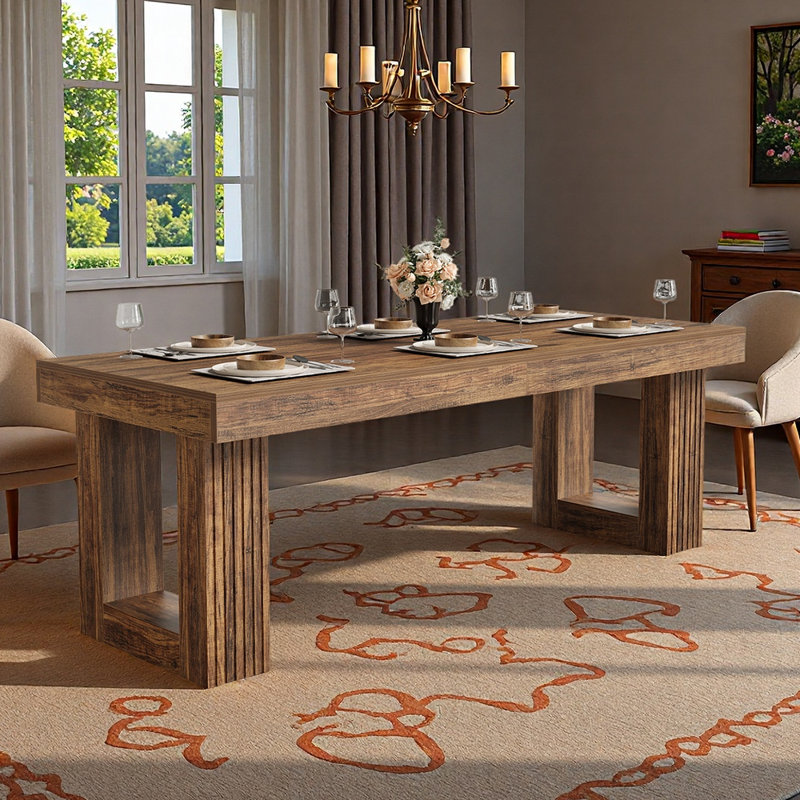 86.6-inch Dining Table for 8-10,  Farmhouse Rectangle Kitchen Table