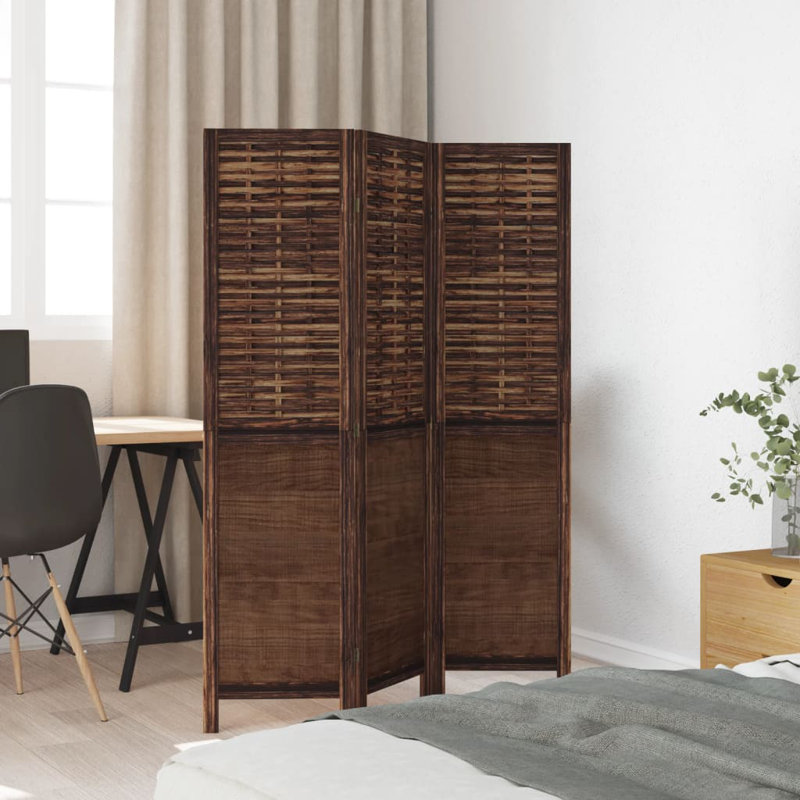 Gabilan 110cm W 3 - Panel Solid Wood Accent Room Divider, Dark brown, 160cm H x 110cm W