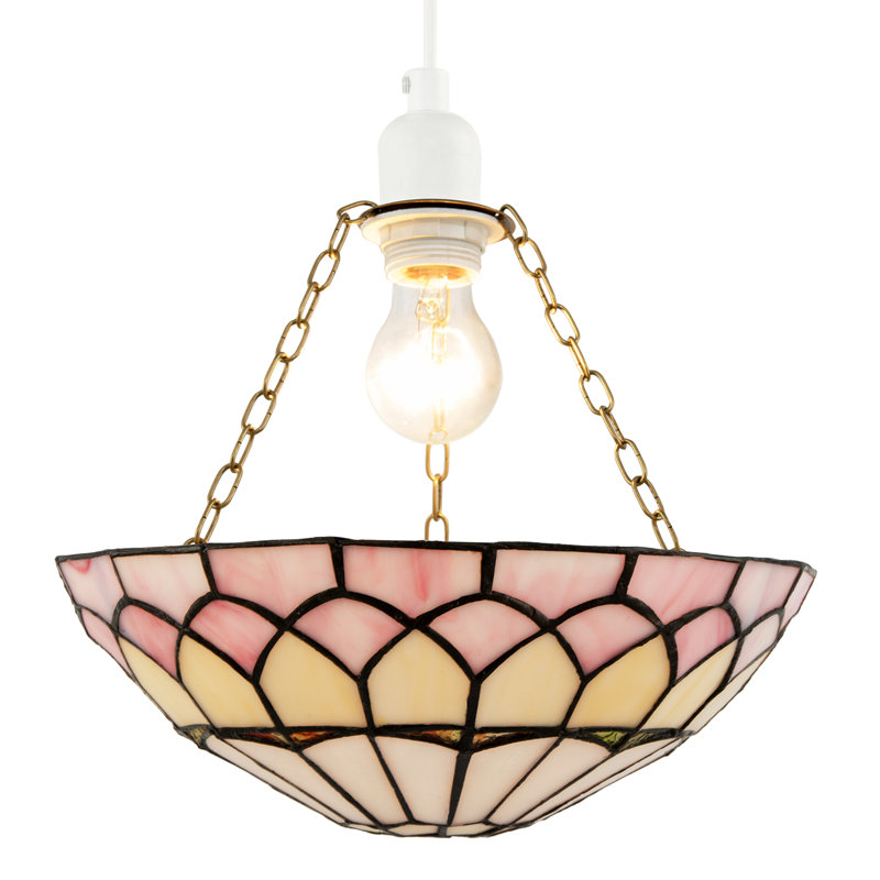 23cm H Glass Bowl Pendant Shade ( Screw On ), Pink