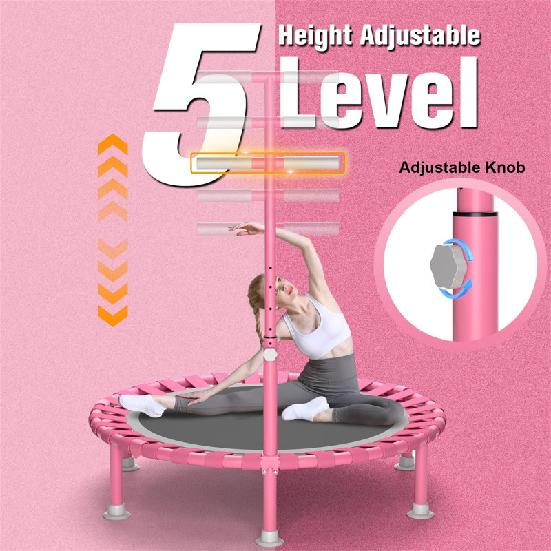 Wekli ft Round Fitness Trampoline with Handlebar