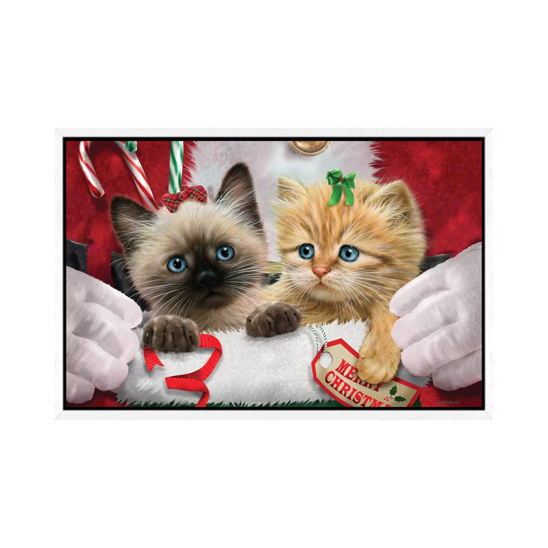 Santa's Surprise - Print on Canvas, White Framed, 66.04 cm H x 45.72 cm W