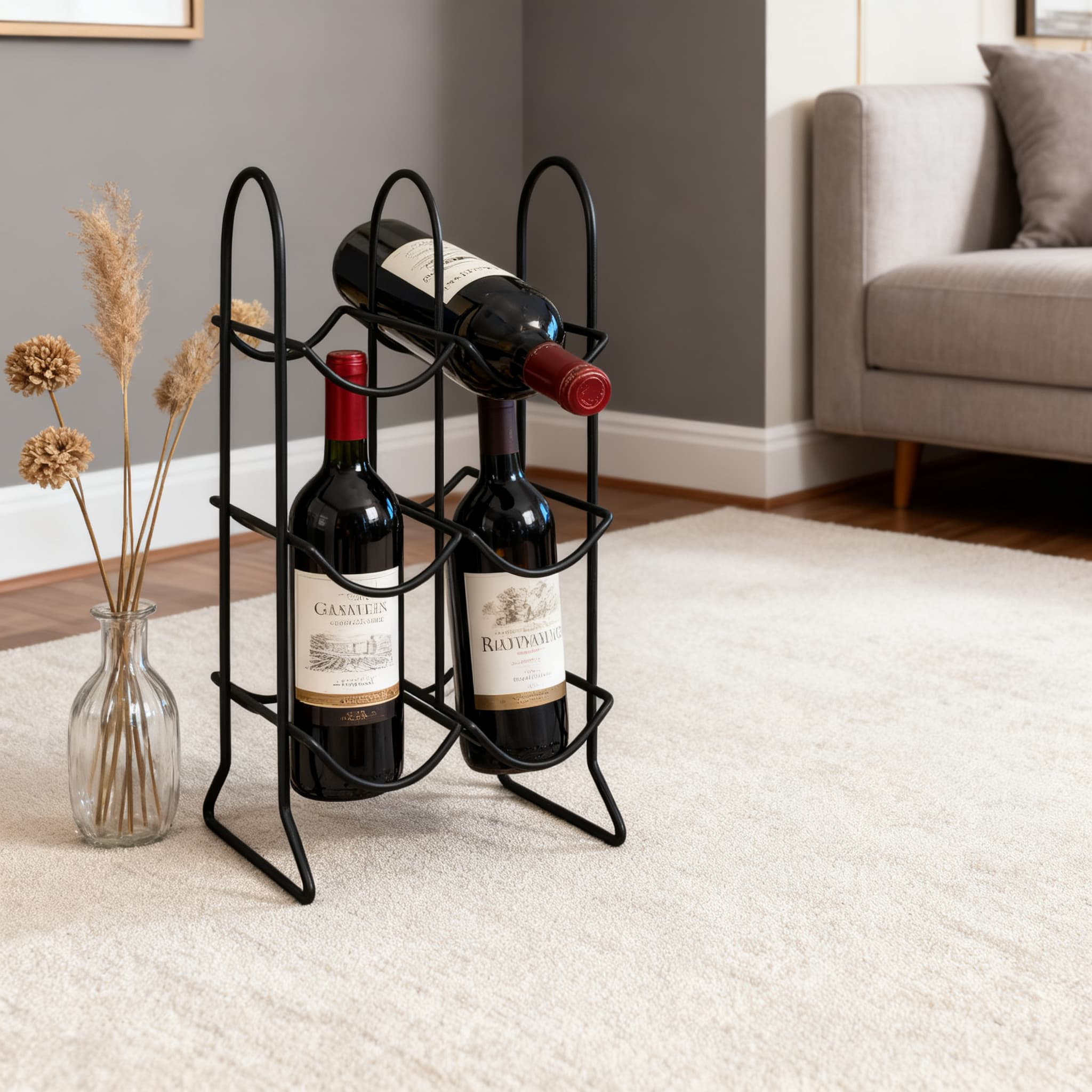 Modern Counter Wine Rack Prep & Savour 6-Bottle Countertop Wine Rack Freestanding Metal Wire ...