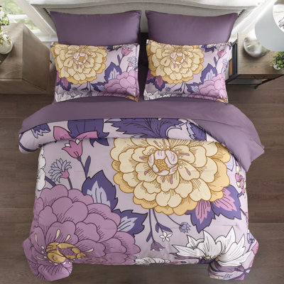 7-Piece Botanical Floral Comforter Set, Soft Microfiber Boho Farmhouse All-Season Bedding with Sheets Set
