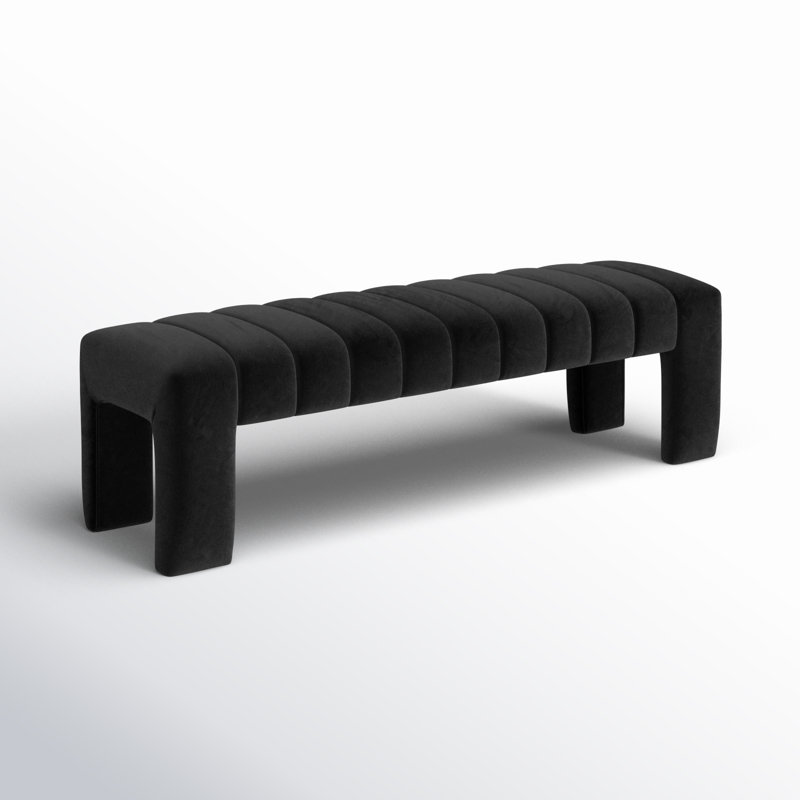 Velvet Upholstered Bench, Black Velvet
