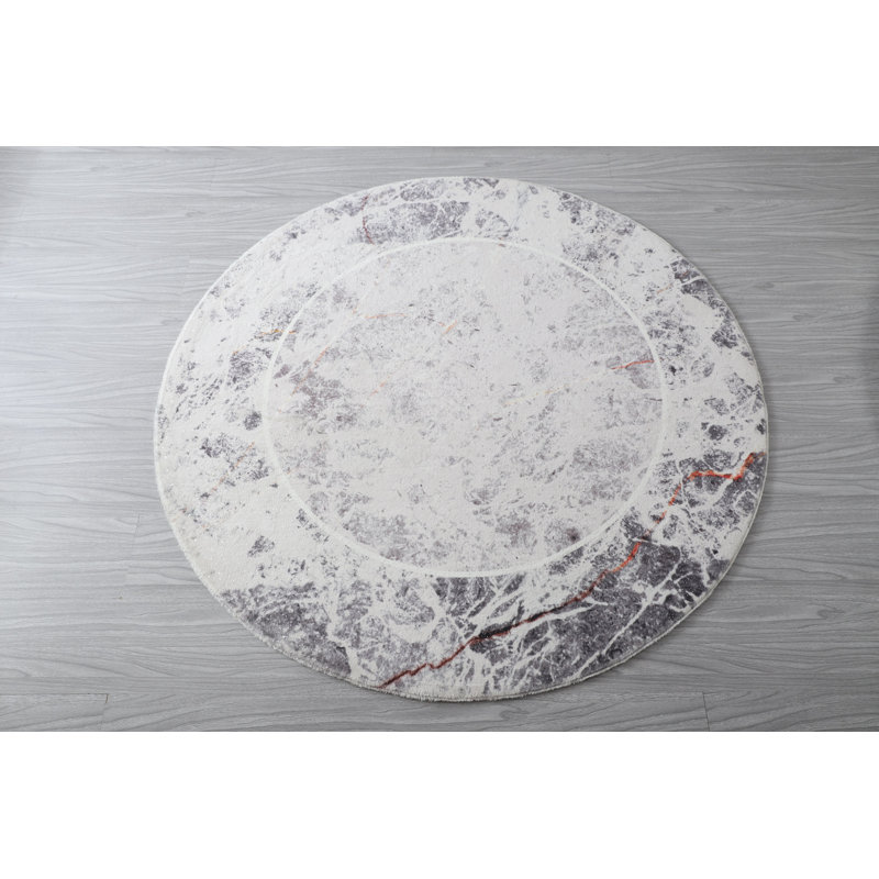 Ganix Hand Tufted Abstract Indoor Rug, Round 5'
