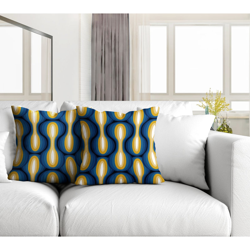 Coussin décoratif intérieur / extérieur Ikat, L 15 po x H 15 po, Jaune