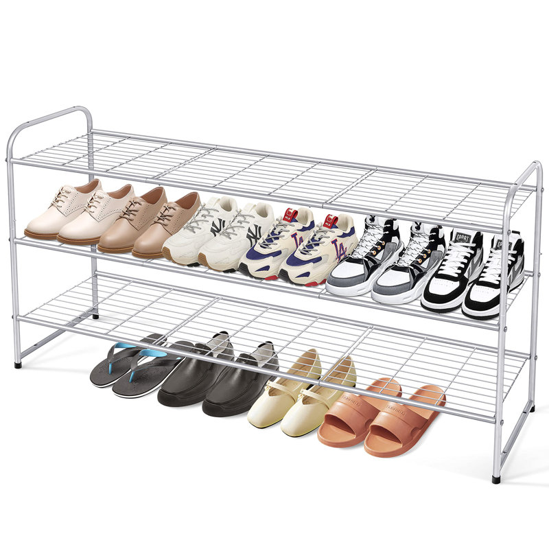 24 Pair Stackable Shoe Rack, Gray