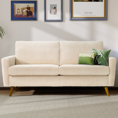 Retro Mid-Century Loveseat 68", Tool-Free Assembly For Apartment Small Space