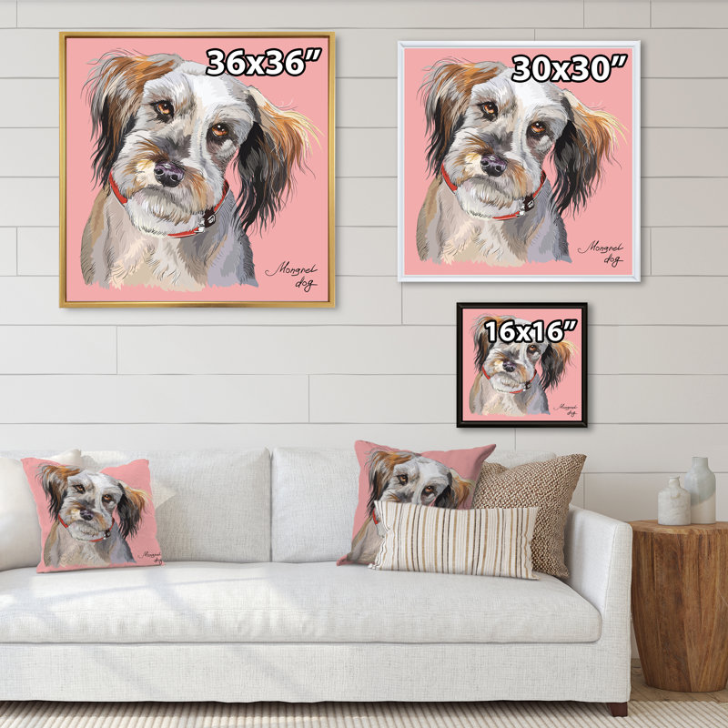 «Cute Fluffy Dog», reproduction sur toile encadrée, H 30 po x l 30 po x P 1 po, Cadre flottant noir