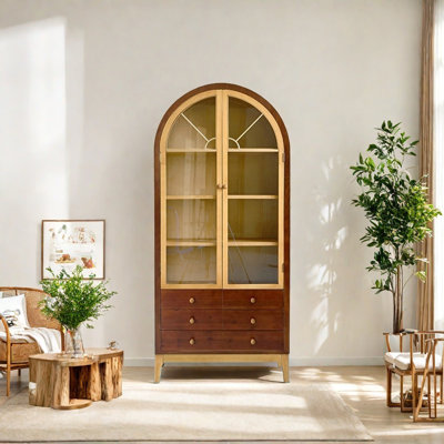 European style solid wood arched bookcase