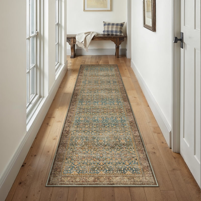 Machine Washable Area Rugs Traditional Living Room Rug With Non-Slip Backing, Runner 2' x 8'