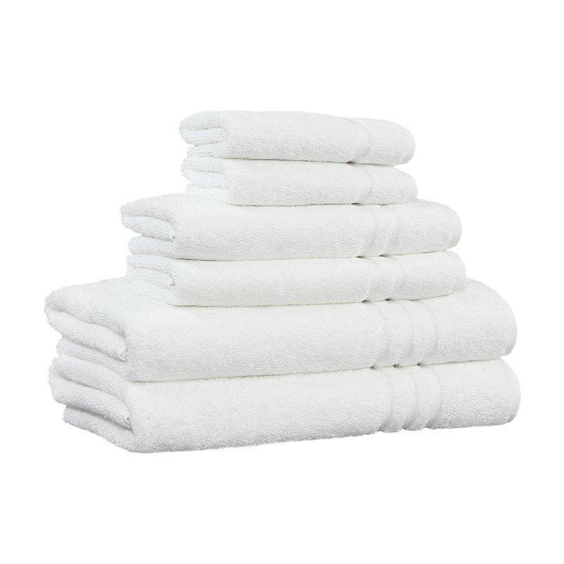 Ensemble de serviettes en coton turc 6 pièces Denzi, Blanc