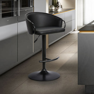 MONTEGO RÉGLABLE HAUTEUR - Similicuir noir avec finition thermolaquée noire