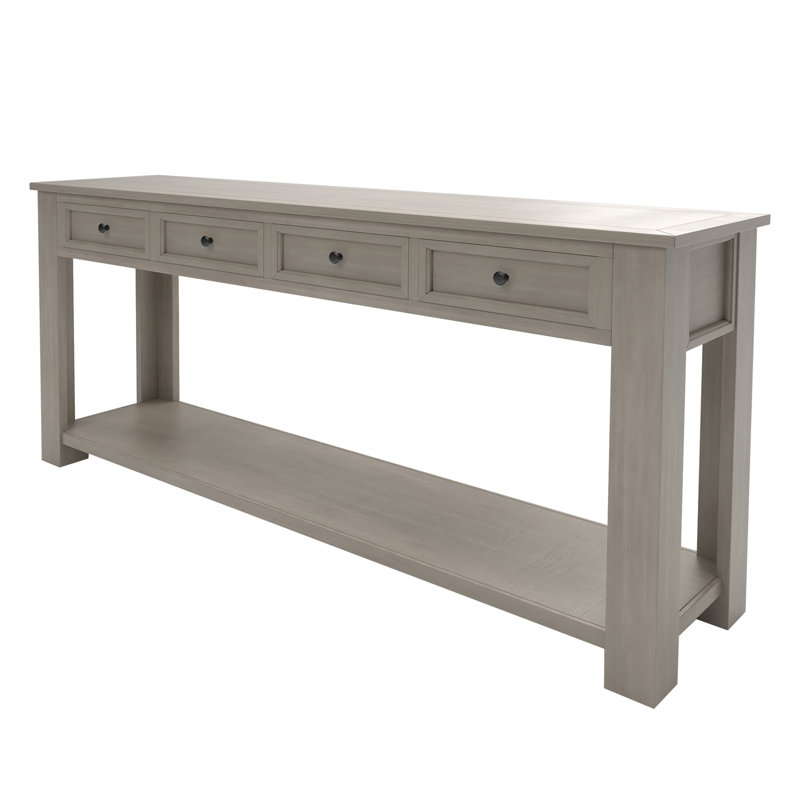 Console Table/Sofa Table with Storage Drawers and Bottom Shelf for Entryway Hallway, Gray Wash