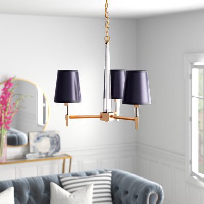 Lustre traditionnel à 3 lumières avec détails en cristal Mikel