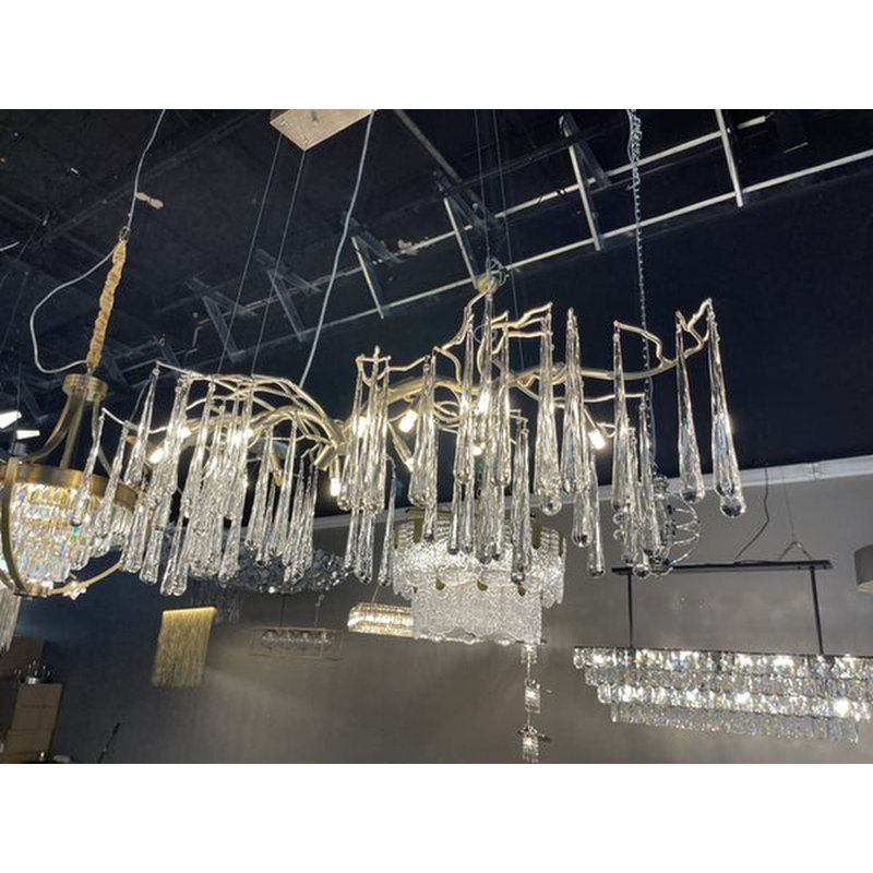 Lustre linéaire Breakers, H 26 po x l 61 po x P 22 po, Feuille d'argent champagne