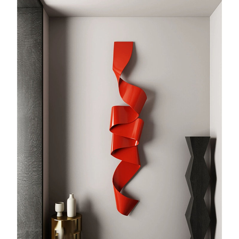 Vibrant Red Iron Swirl Wall Accent