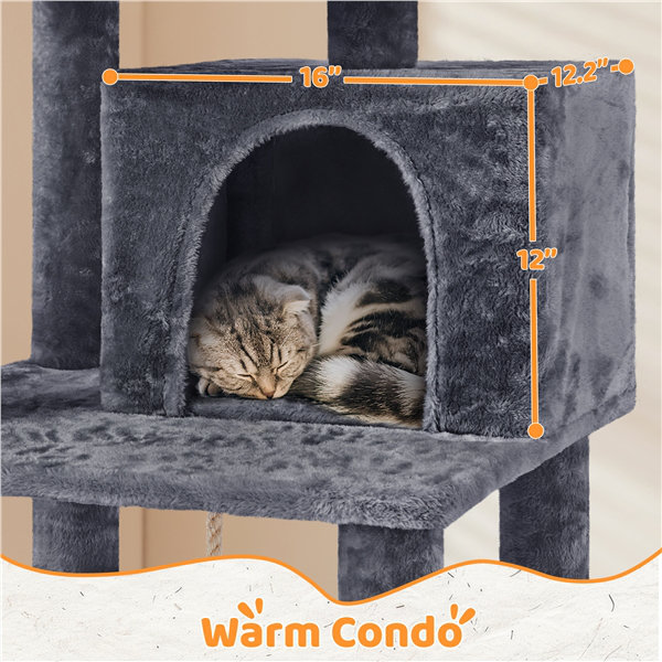 70" Tomaso Multi Level Cat Tree, Dark Grey
