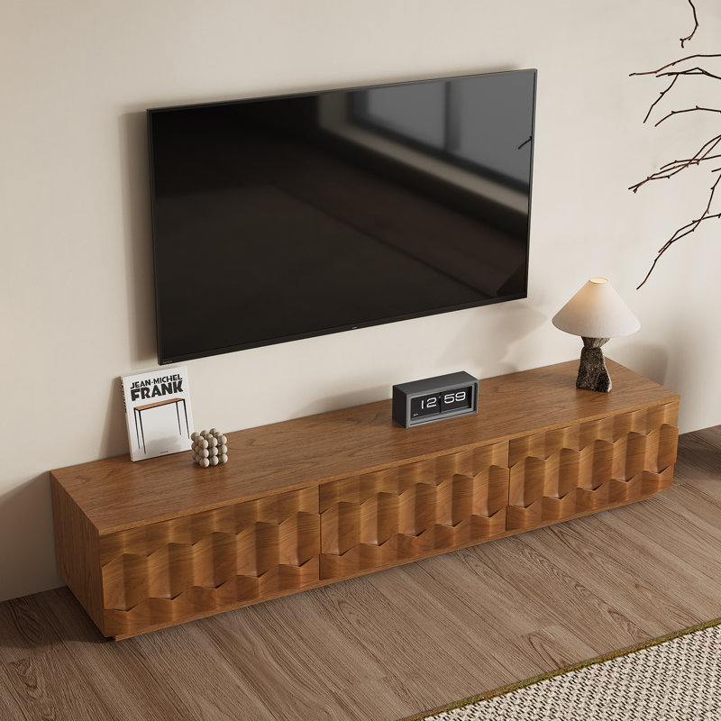 94.5" TV Stand Combination Cabinet with Storage, 4 Drawers, Textured Wood Fronts & Oak Finish, 94.5"