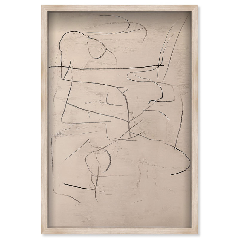 Oliver Gal Frenzied Strokes I Abstract - Luxury Shadowbox Framed Wall Art, 26" H x 18" W, Cream