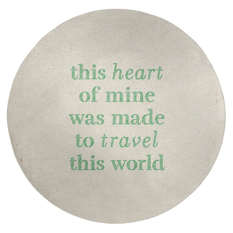 Tapis en poly citation "travel travel love quot", Rond 5 pi