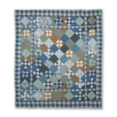Chambray Nine Patch Quilted Throw Blanket