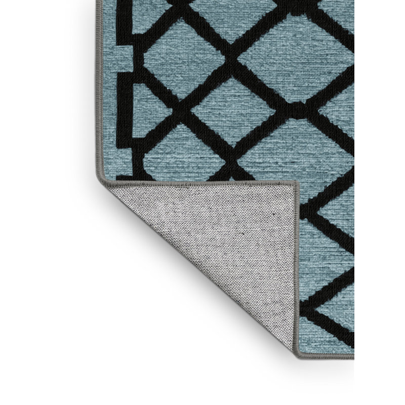 Tapis gris en treillis lavable à la machine, Rectangle de 5 pi x 8 pi