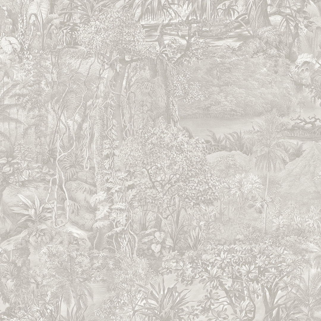 Akikazu Self-Adhesive Wallpaper Roll, 20.5" L x 33" W, Countryside Gray Toile