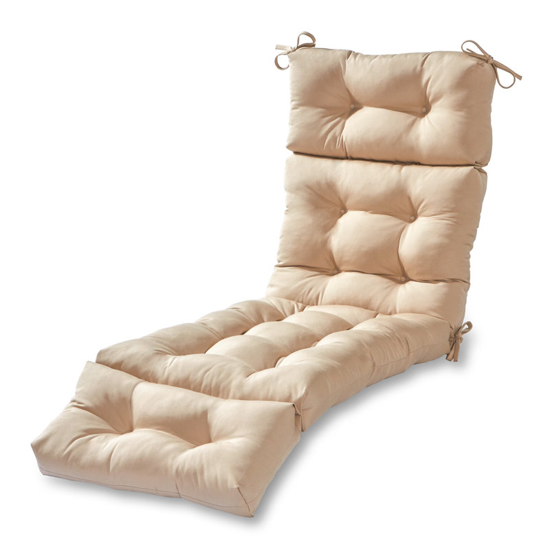 Shipton Outdoor Tufted Chaise Lounge Cushion, Stone