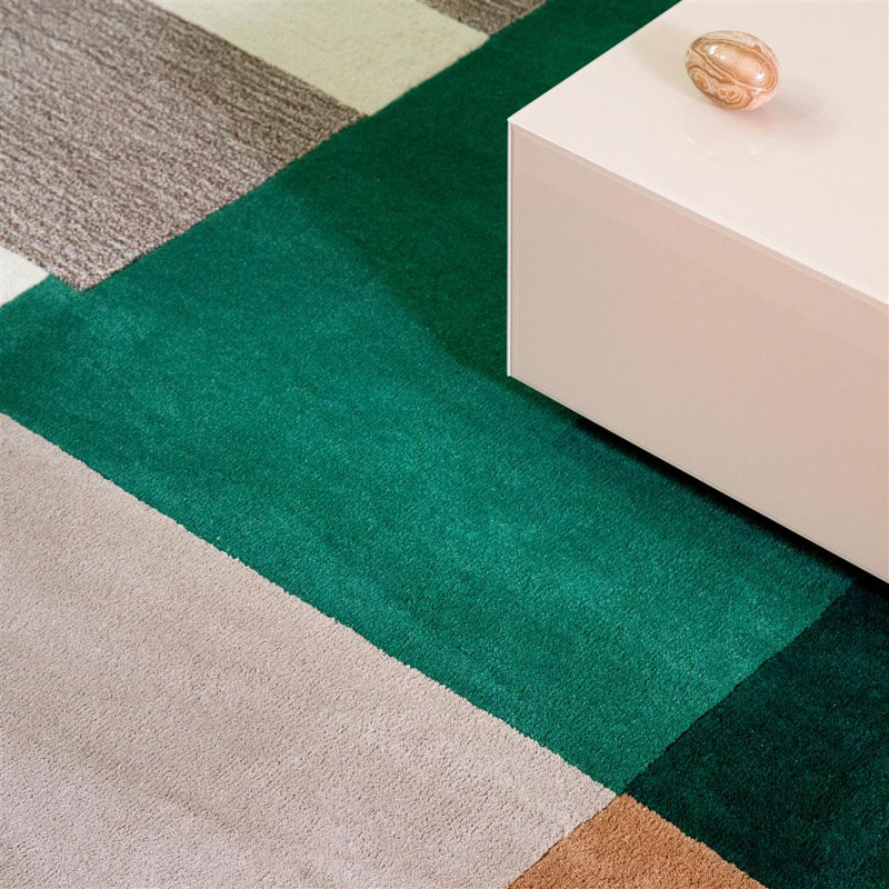 Wool Geometric Area Rug, Rectangle 4'7" x 6'7"
