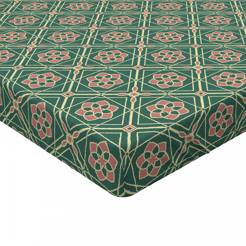 Microfiber Geometric Fitted Sheet, Twin XL Fitted Sheet, Blue/Pink Mandala Geometric