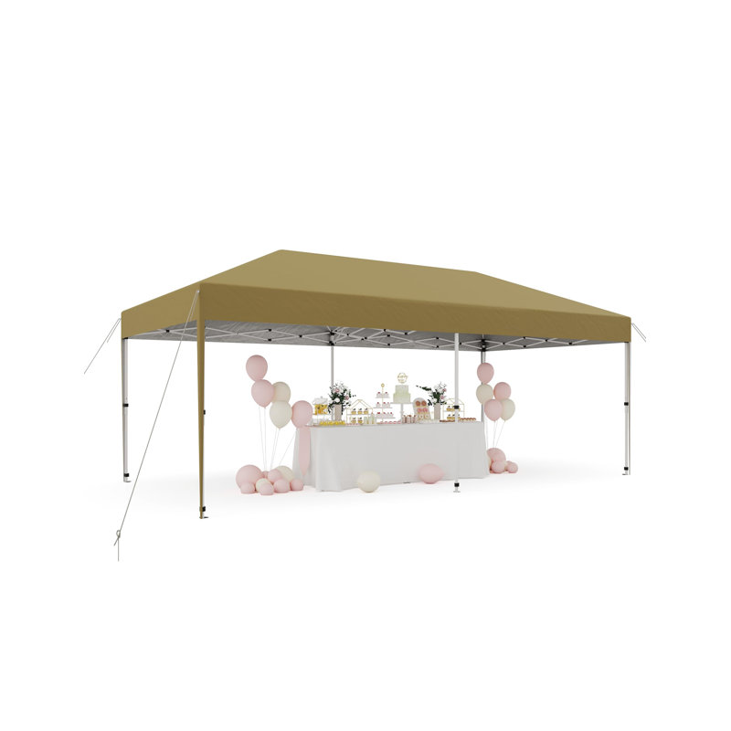 10x20ft Pop Up Canopy - Easy Up Camping Tent with One Roller Bag, 3 Adjustable Height, 4 Weight Bags for Deck, Garden, Sports, Beach, Party
